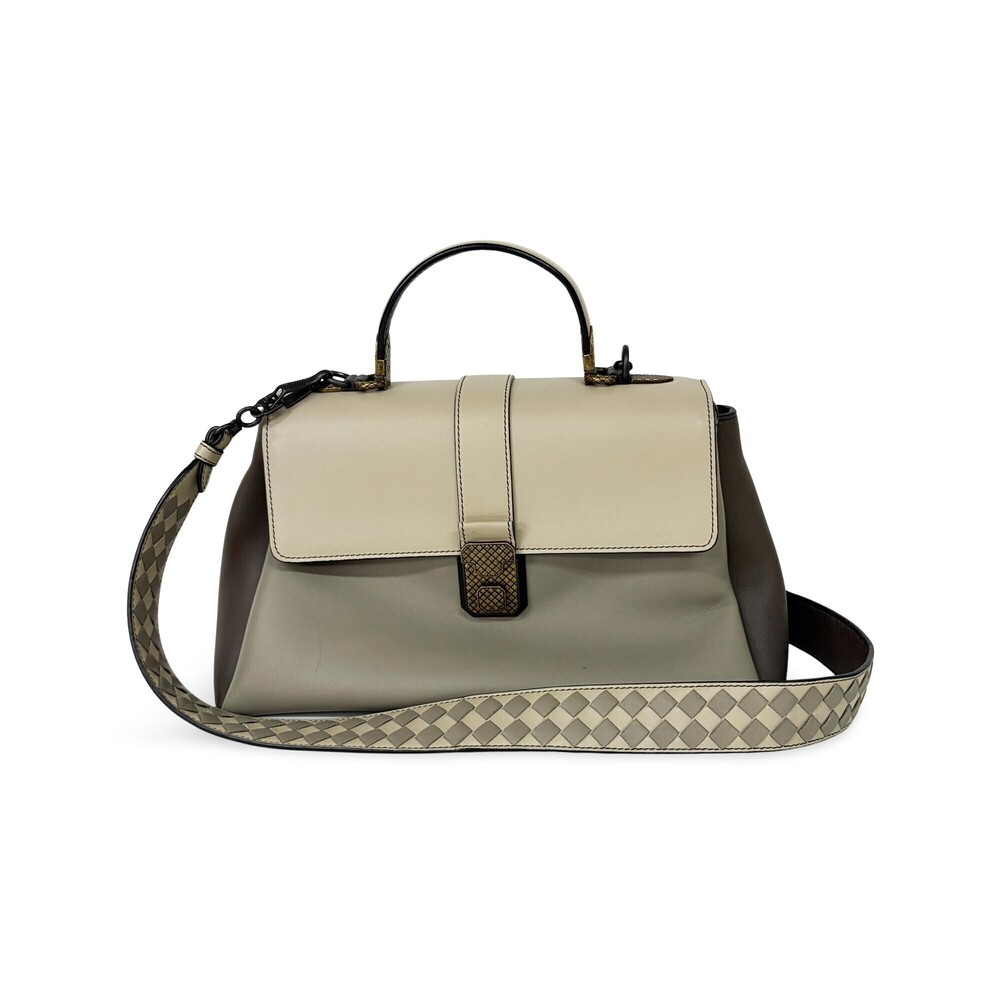 Bottega Veneta Piazza Top Handle Leather with Intrecciato Detail Medium